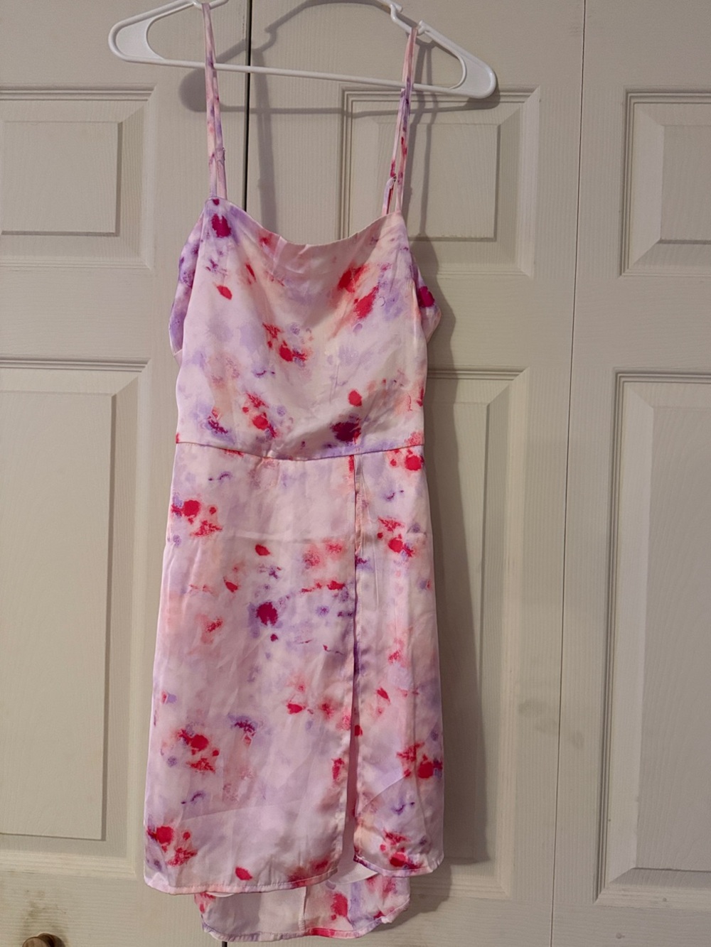 Pink Floral Tie-Dye Slip Dress